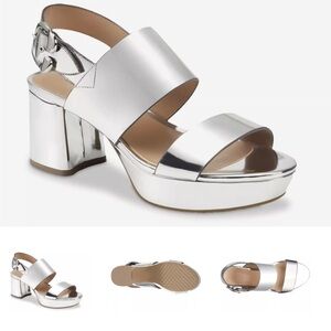 Aerosoles Camera Platform Heels Silver Metallic - Sz 8.5